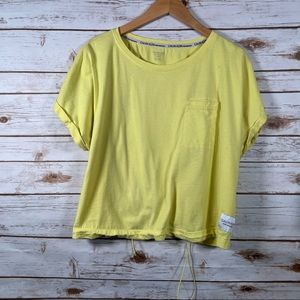 Calvin Klein Performance Neon Yellow Draw String Cropped Top | Size XL